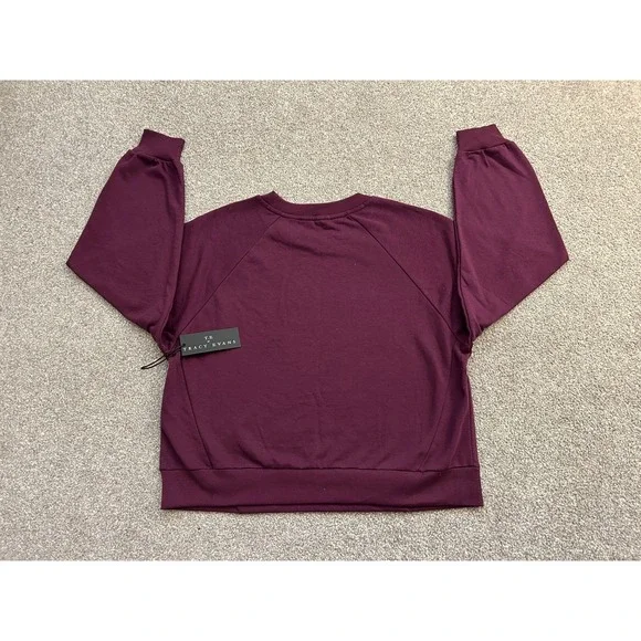 Tracy Evans Womens Embroidered Floral Sweatshirt Plum Burgundy Raglan Medium NEW - Picture 3 of 8